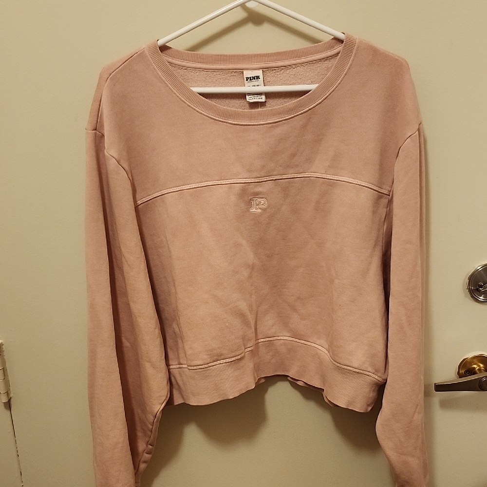 VS PINK Cropped Light Pink Sweatshirt, Size XXL, NWT